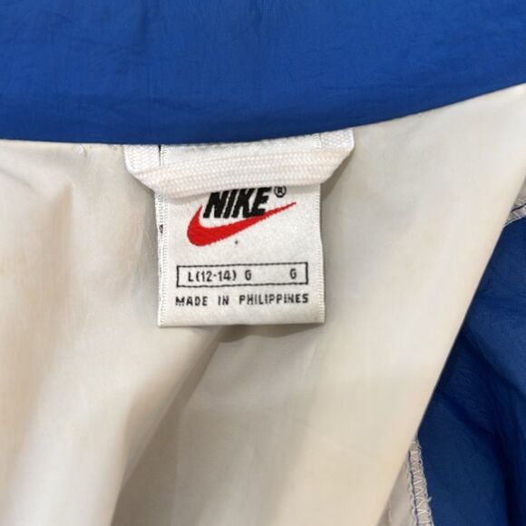 VTG 90s Y2K Nike Blue White Swoosh Logo Full Zip Windbreaker Jacket L Philippine - Picture 8 of 14